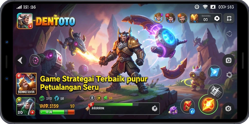 Tangkapan layar utama DENTOTO menunjukkan pertarungan strategis yang intens.