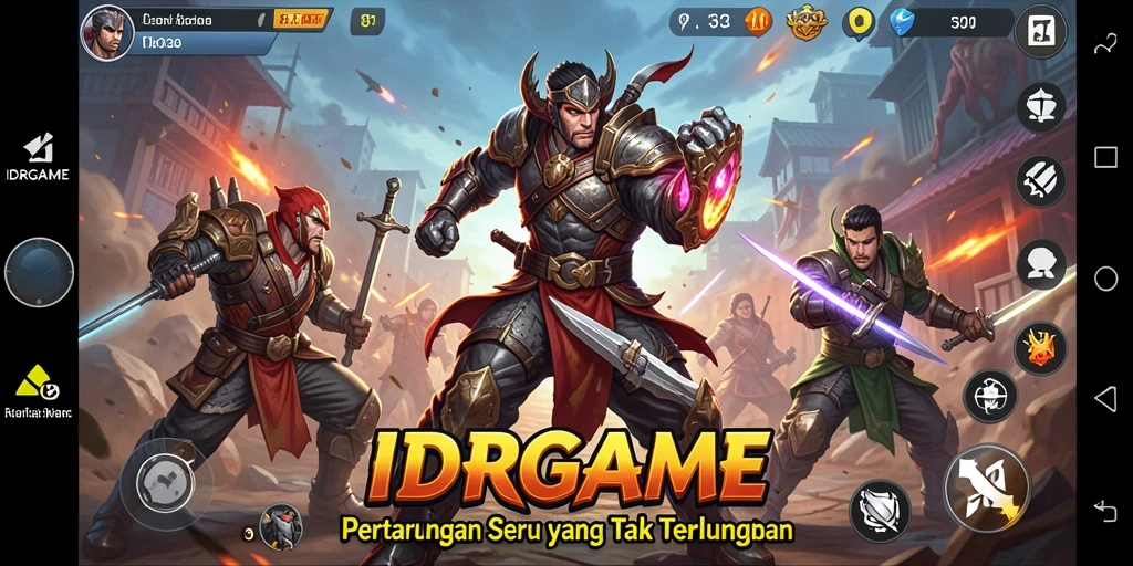 Tampilan gameplay IDRGAME yang menegangkan dan seru di arena pertarungan.