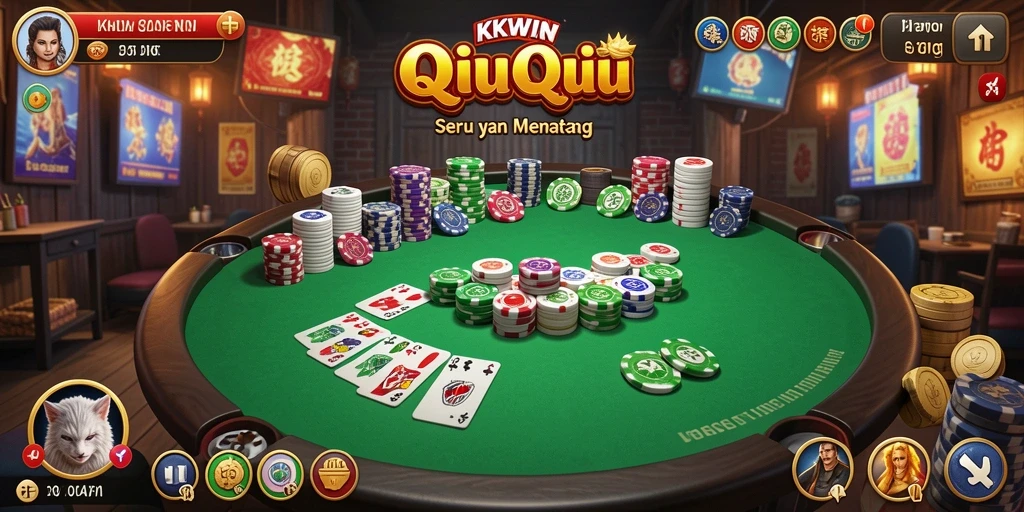 Screenshot gameplay KKWIN menampilkan aksi seru QiuQiu.