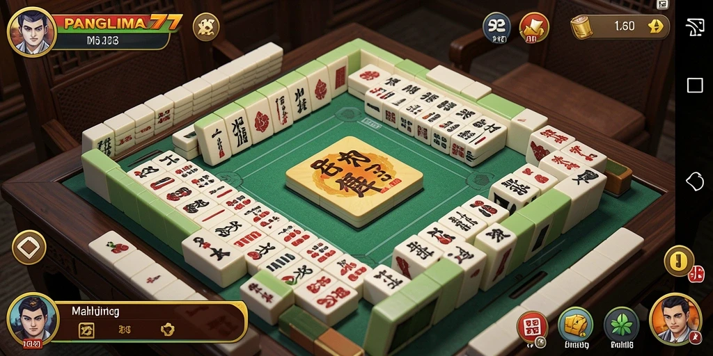 Tampilan utama gameplay PANGLIMA77 dengan ubin Mahjong yang menarik.
