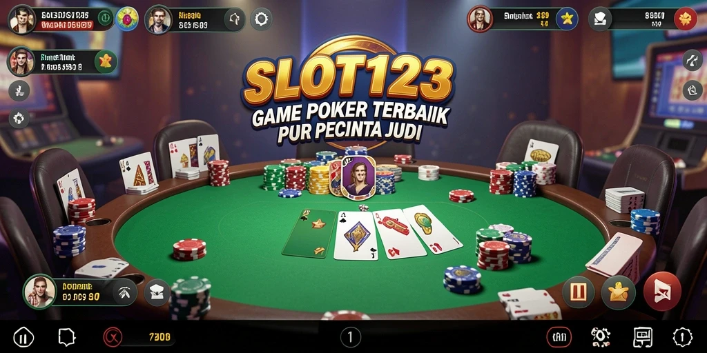 Tampilan menarik gameplay SLOT123 dengan suasana Poker yang kompetitif.