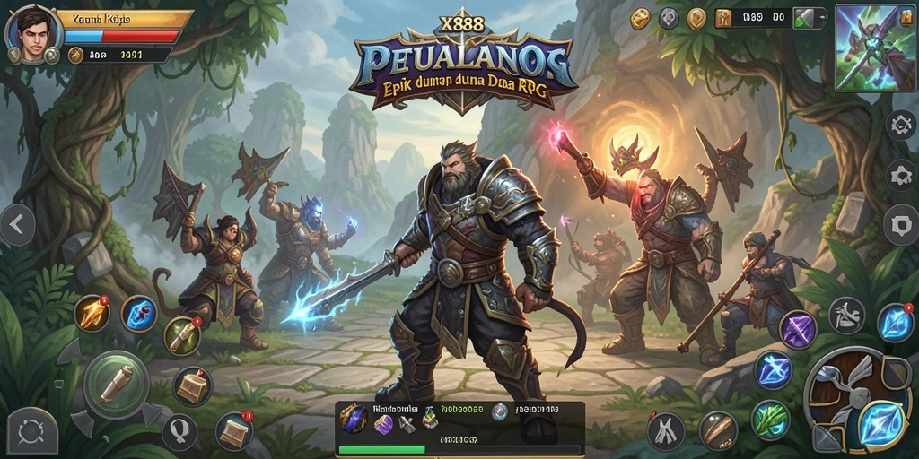 Tampilan gameplay mendebarkan dalam misi RPG X88 yang menantang.